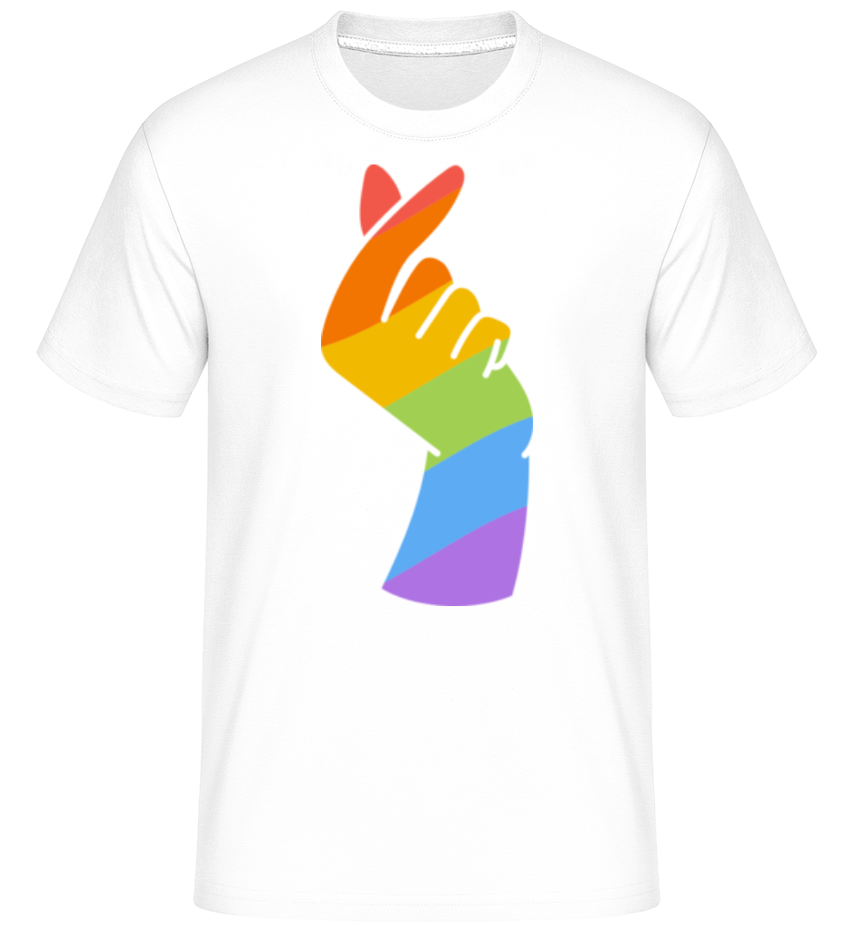 Aperçu: Queer Doigts Coeur -  T-Shirt Shirtinator homme - Blanc - Devant