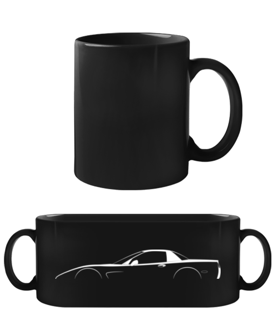 Aperçu: 'Chevrolet Corvette C5' Silhouette - Tasse Noire - Noir - Devant