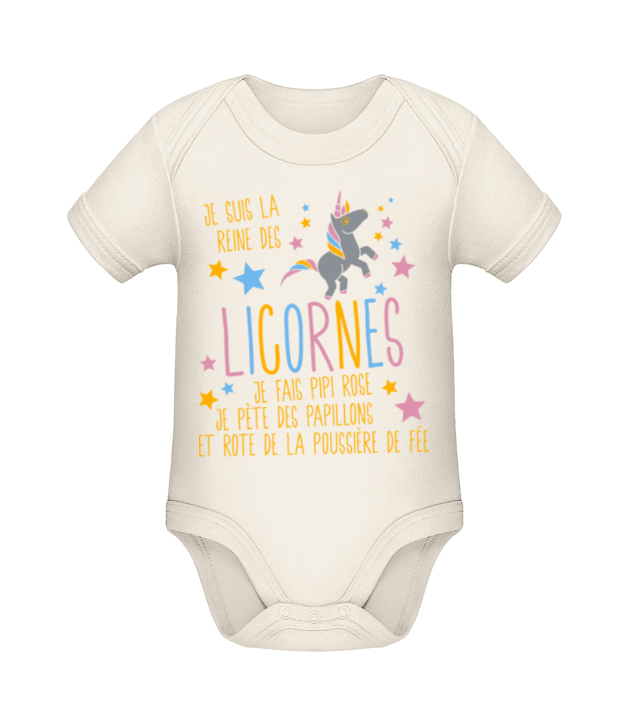 Je Suis La Reine Des Licornes · Body manches courtes bio