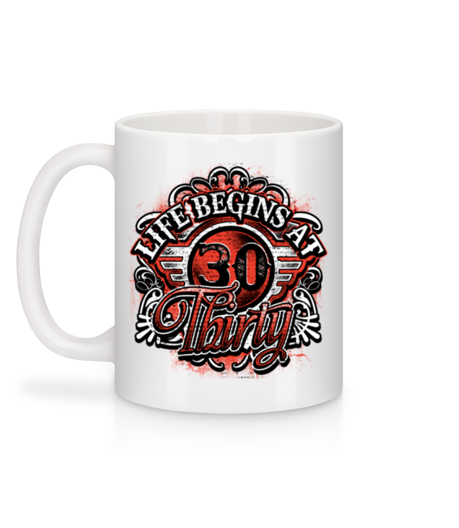 Vorschau: Life Begins At 30 - Tasse - Weiß - Hinten