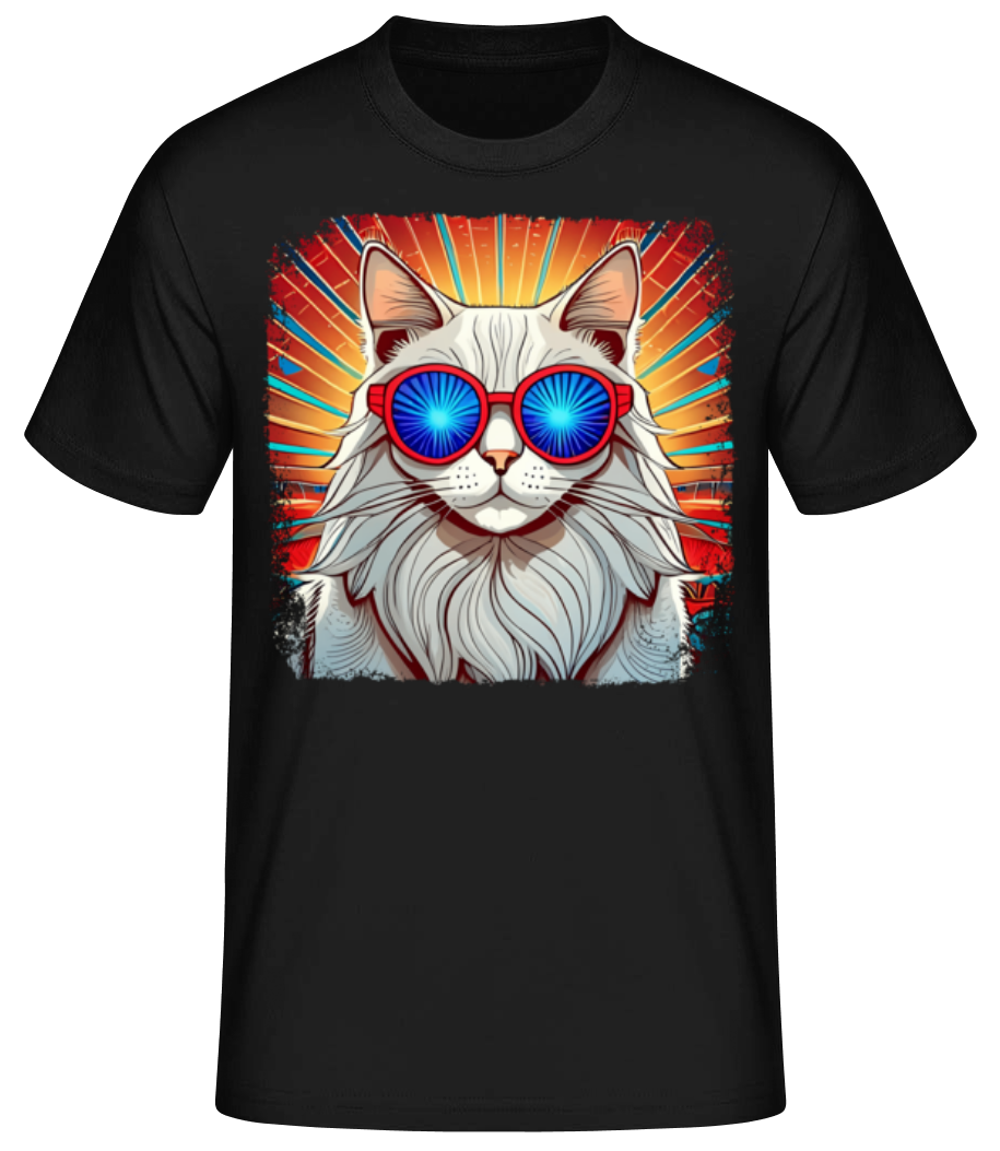 Chat Norvégien Des Forêts Look Hippie - T-shirt standard Homme - Noir - Devant