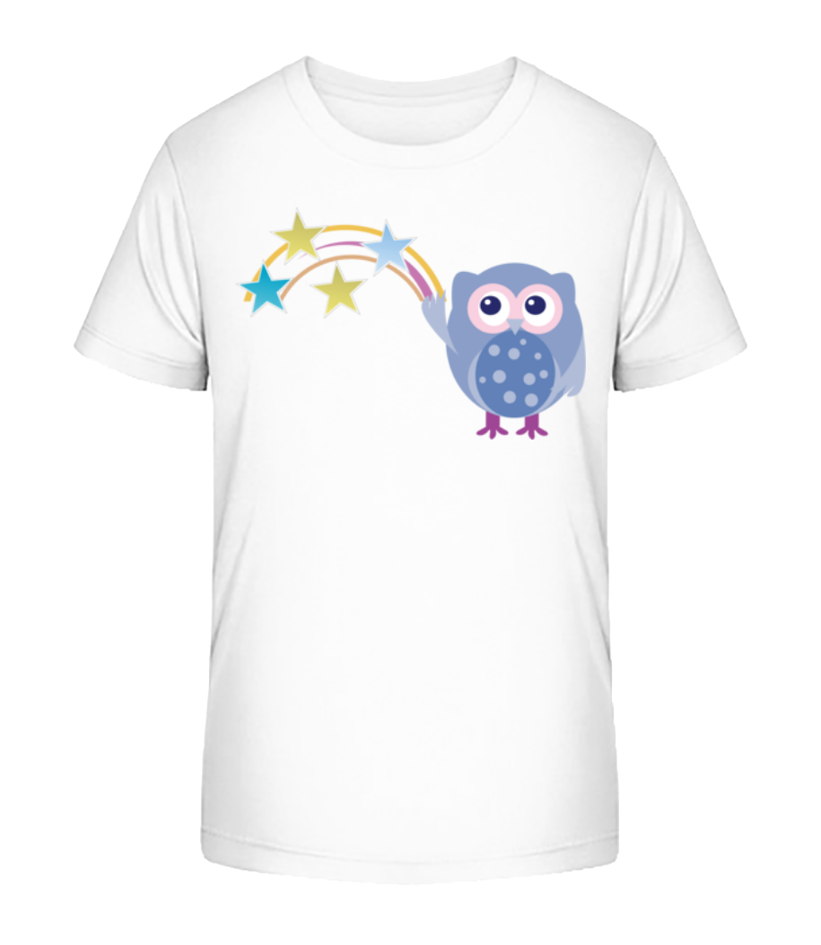 Aperçu: Hibou Et Étoiles - T-shirt bio Enfant Stanley Stella 2.0 - Blanc - Devant