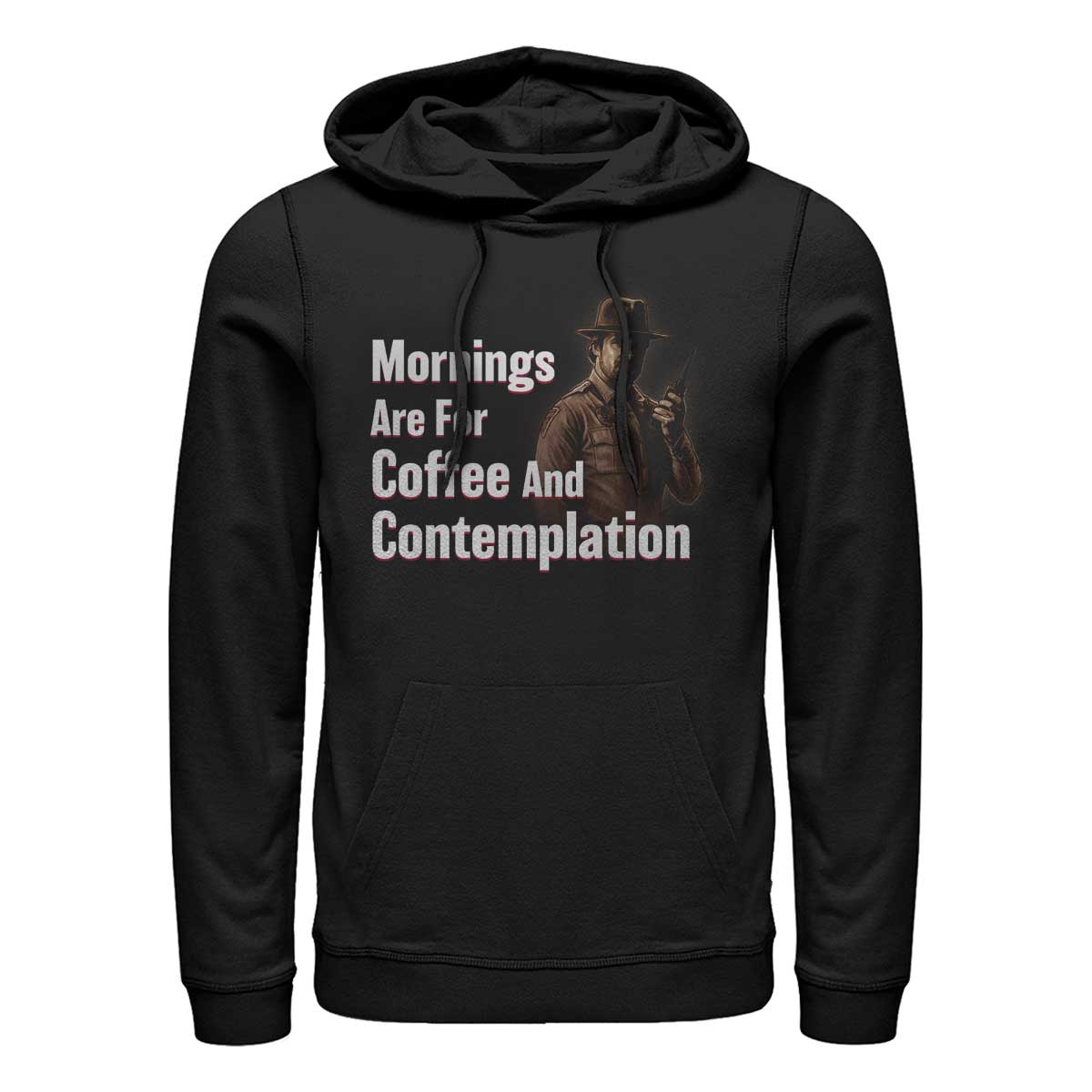 Aperçu: Netflix - Stranger Things - Hopper Coffee and Contemplation - Unisex Sweat à capuche - Noir - Devant
