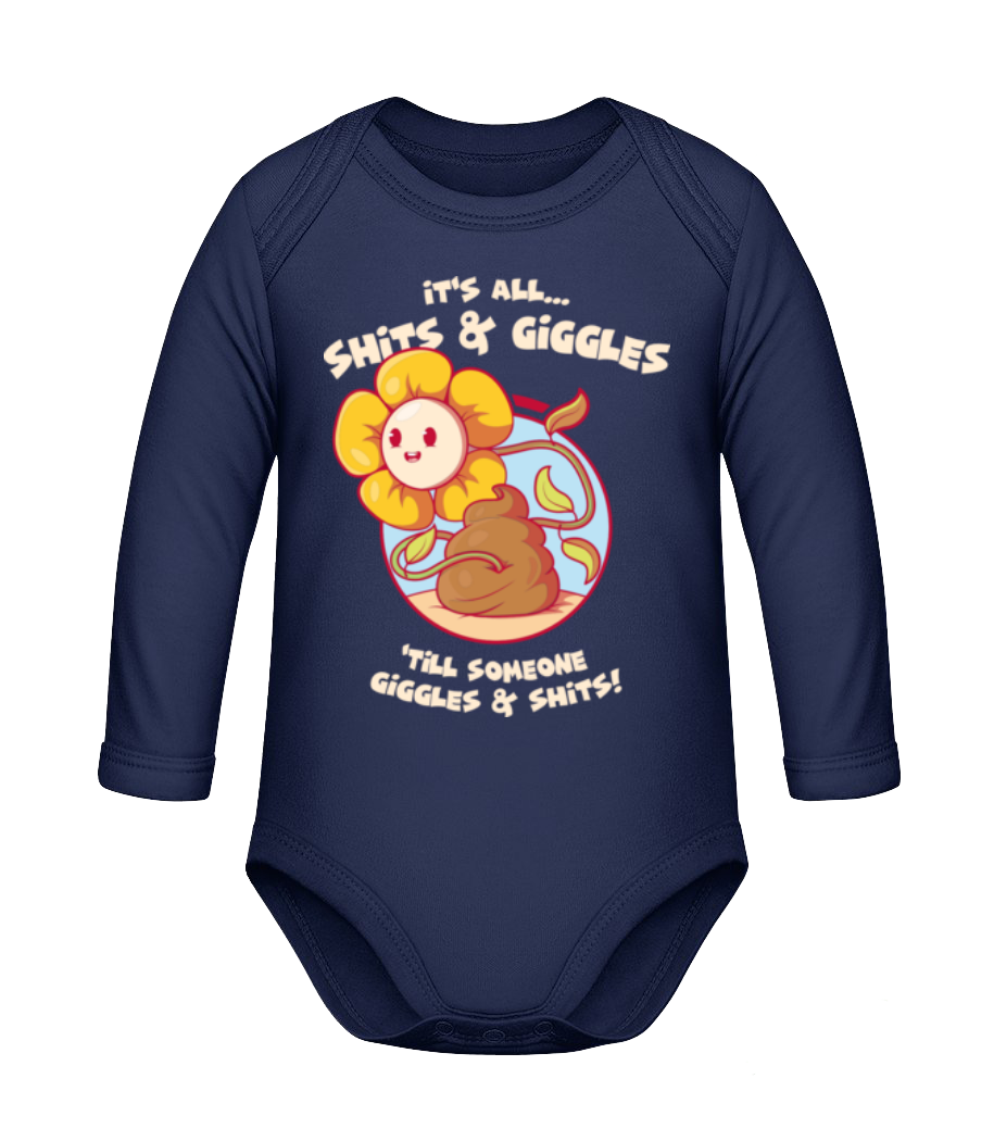 Shits And Giggles - Body coton bio manches longues Bébé - Bleu marine - Devant