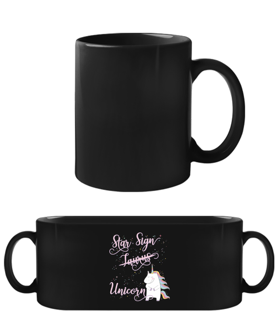 Vorschau: Star Sign Unicorn Taurus - Schwarze Tasse - Schwarz - Vorne