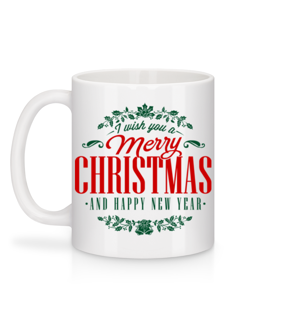 Merry Christmas Label - Mug en céramique blanc - Blanc - Derrière