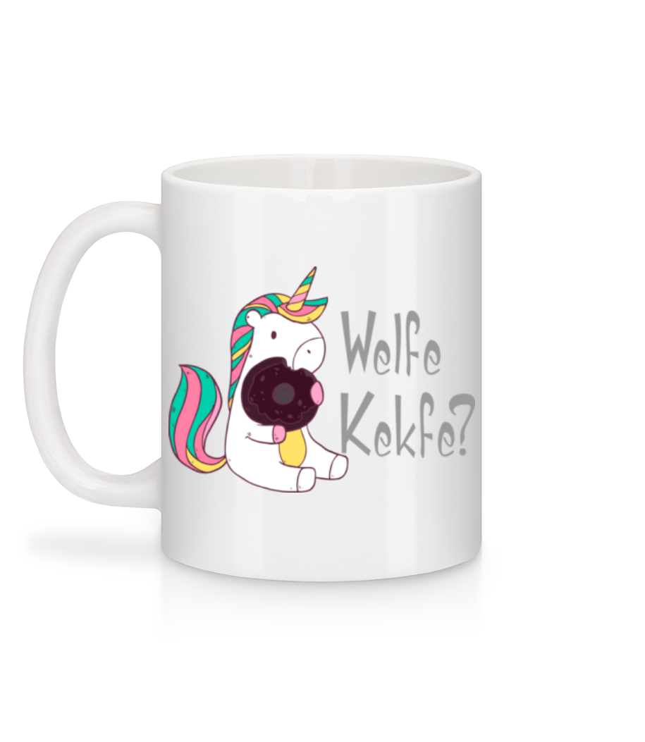 Vorschau: Einhorn Welfe Kekfe? - Tasse - Weiß - Hinten