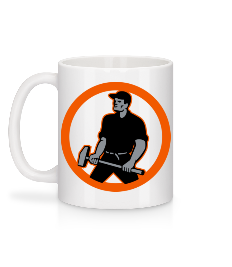 Construction Worker Logo - Mug en céramique blanc - Blanc - Derrière