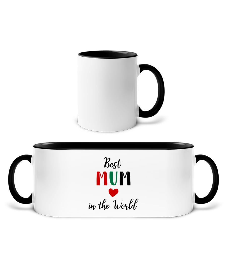 Aperçu: Best Mum In The World - Mug bicolore en céramique - intérieur de couleur - Blanc / Noir - Devant