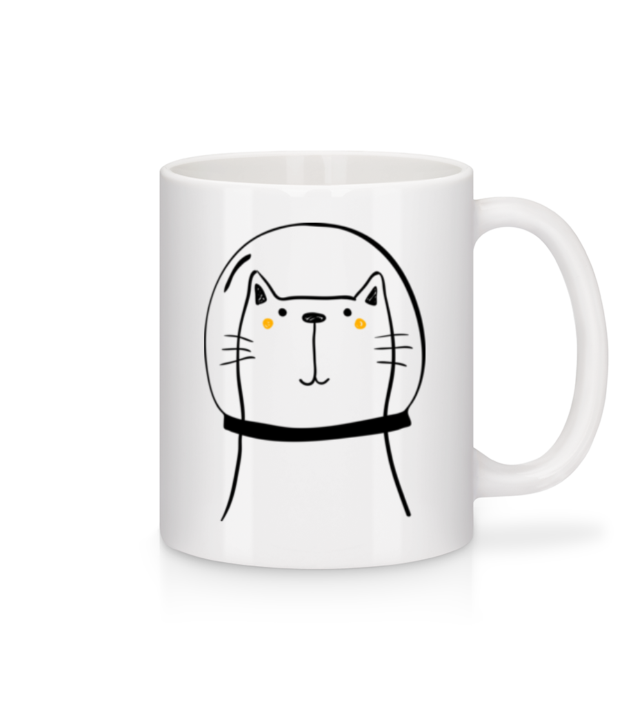 Chat De L'Espace - Mug en céramique blanc - Blanc - Devant