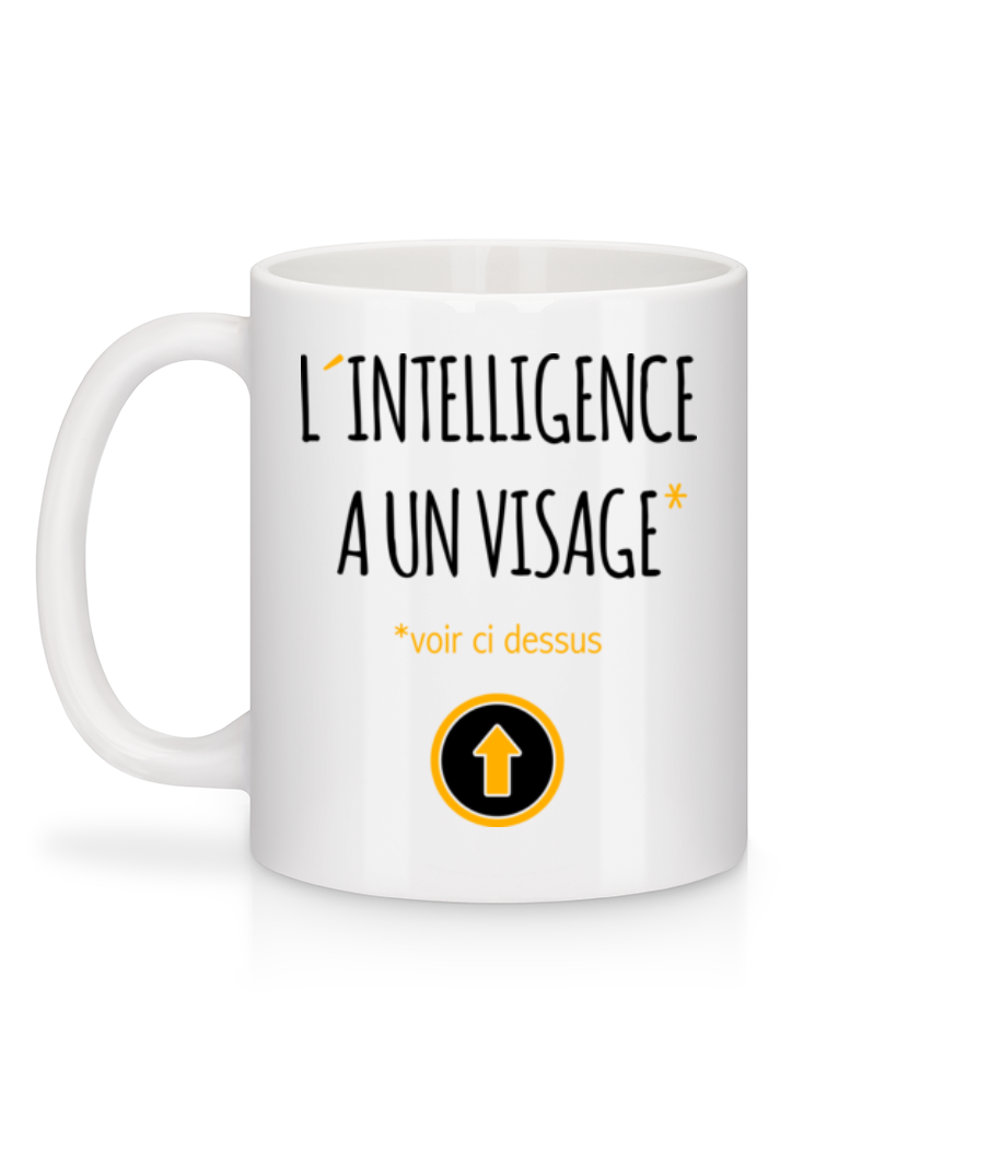 L´Intelligence A Un Visage - Mug en céramique blanc - Blanc - Derrière