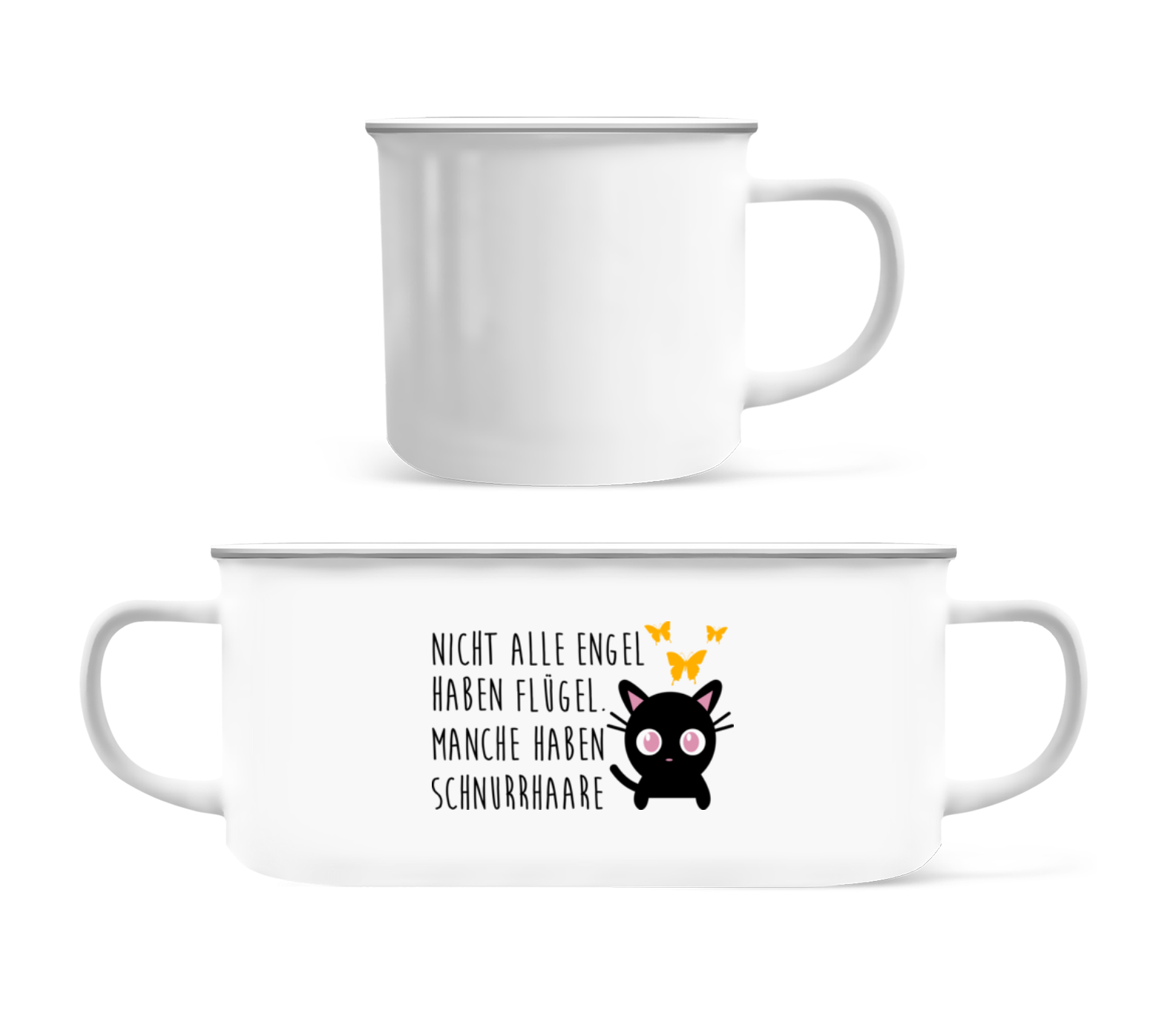 Katze Engel Schnurrhaare · Emaille-Tasse