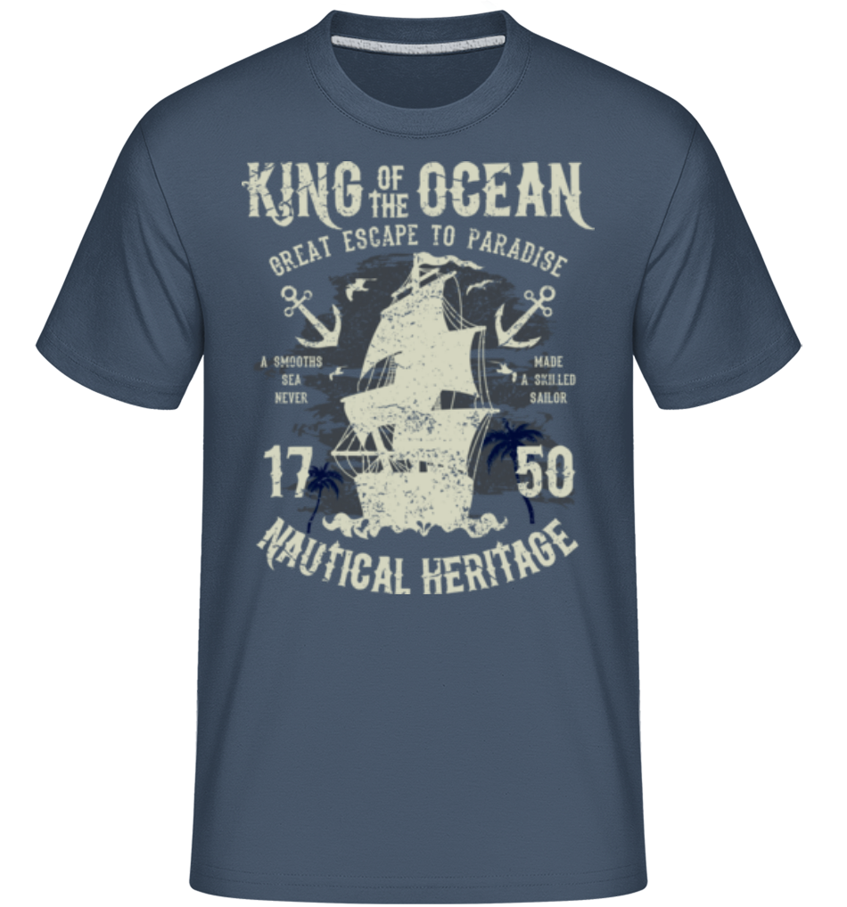 Aperçu: King Of The Ocean -  T-Shirt Shirtinator homme - Bleu denim - Devant