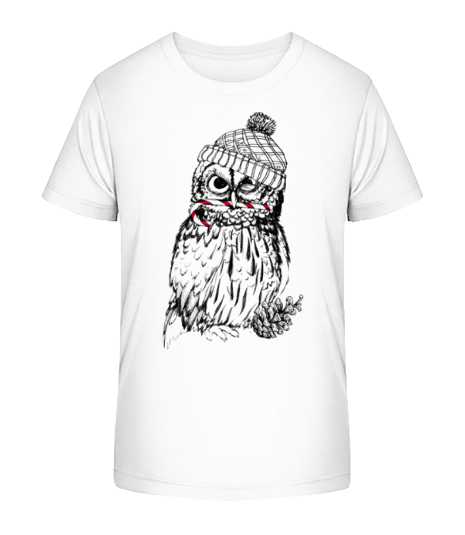 Aperçu: Hibou De Noel - T-shirt bio Enfant Stanley Stella 2.0 - Blanc - Devant