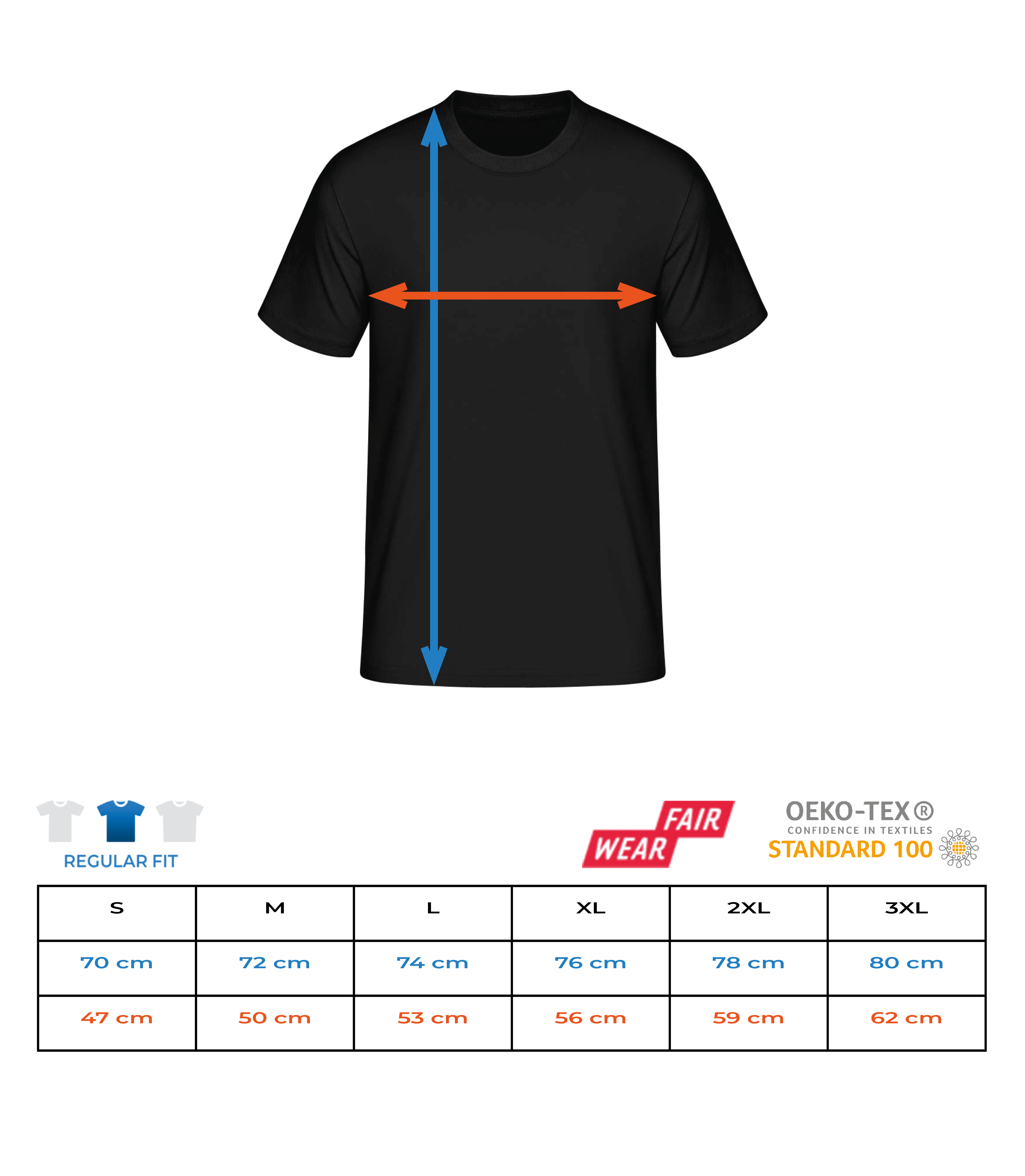 Männer Standard T-Shirt - Größentabelle