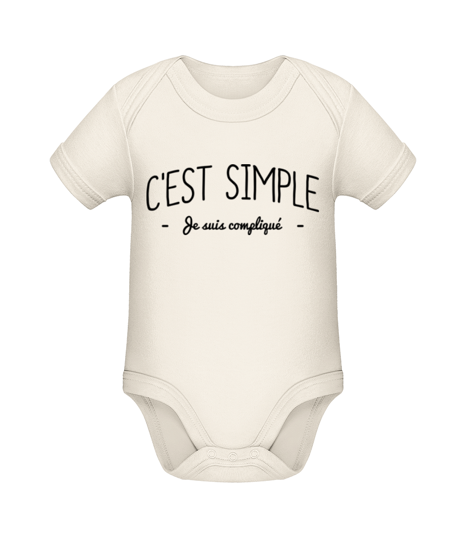 Aperçu: C'est Simple, Je Suis Compliqué - Body manches courtes bio - Crème - Devant