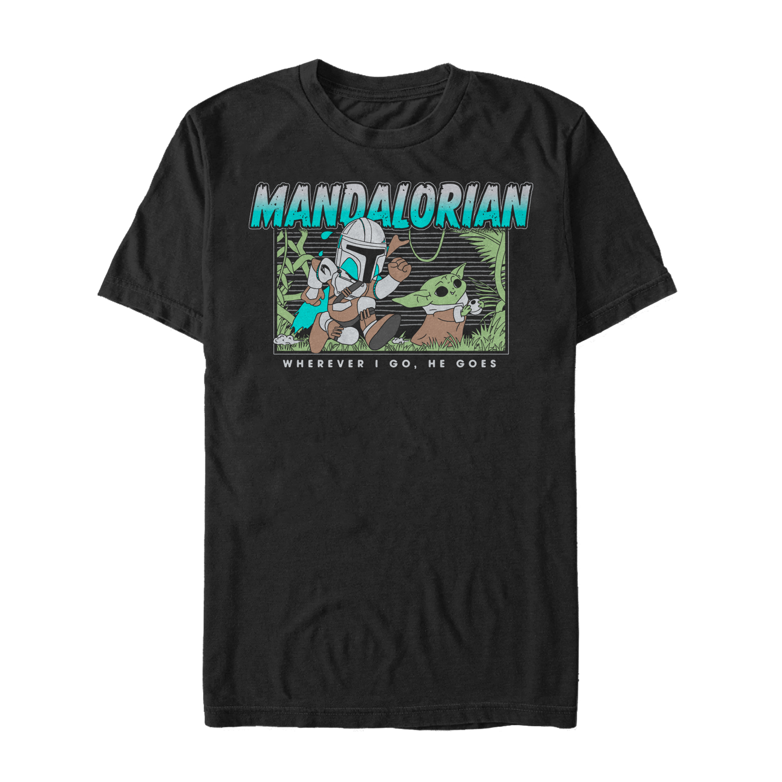 Star Wars - The Mandalorian - Mando & Child Ball Chase - Homme T-shirt - Noir - Devant