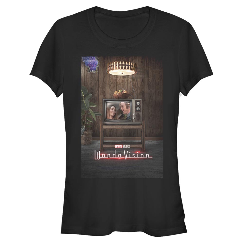 Marvel - WandaVision - La Sorcière rouge & Vision WV Poster 70s - Femme T-shirt - Noir - Devant