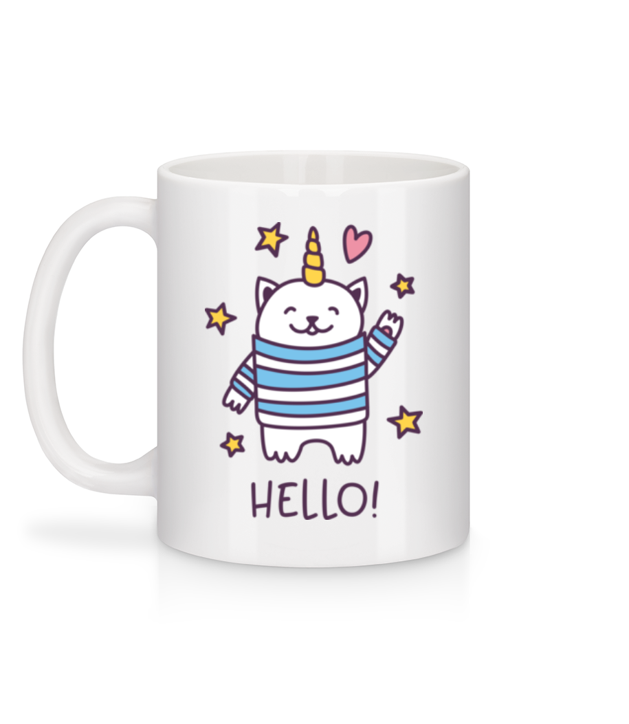 Aperçu: Hello Cat Unicorn - Mug en céramique blanc - Blanc - Derrière