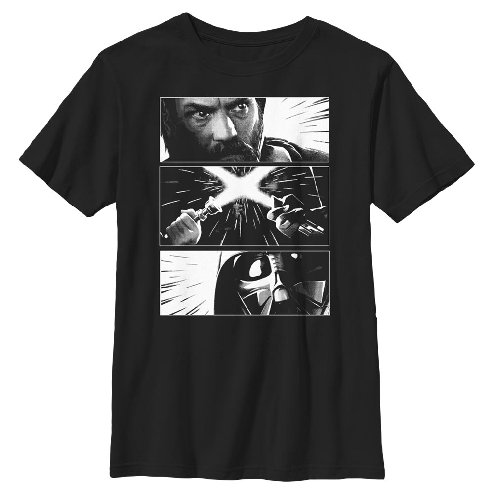 Star Wars - Obi-Wan Kenobi - Obi-Wan Kenobi & Darth Vader Kenobi Vader Panels - Kinder T-Shirt - Schwarz - Vorne