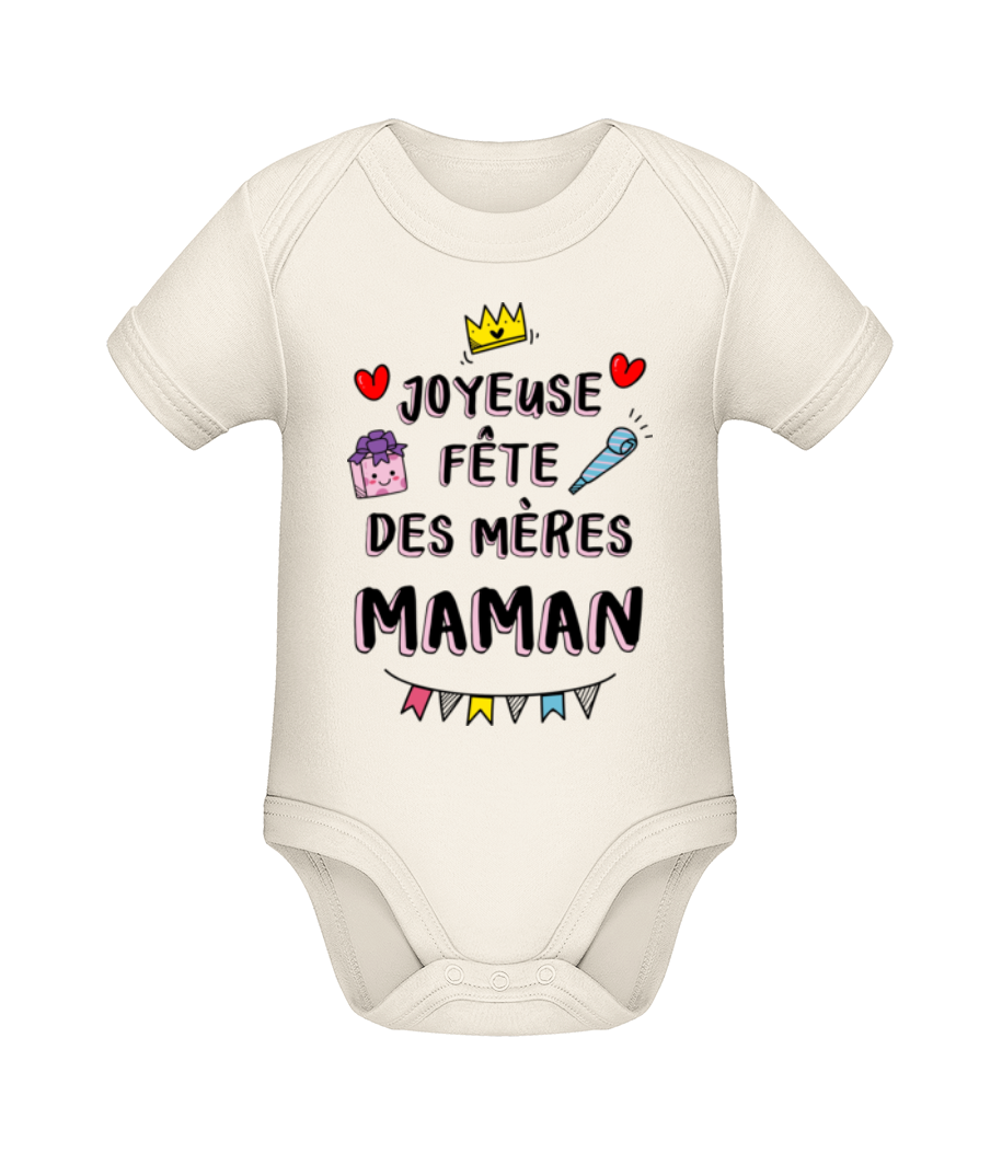 Aperçu: Joyeuse Fête Des Mères Maman - Body manches courtes bio - Crème - Devant
