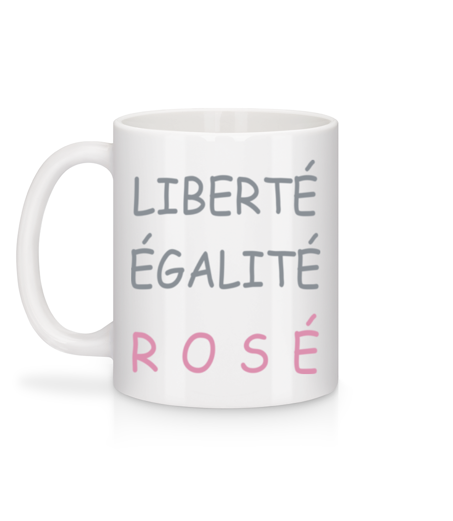 Aperçu: Liberté, Égalité, Rosé - Mug en céramique blanc - Blanc - Derrière