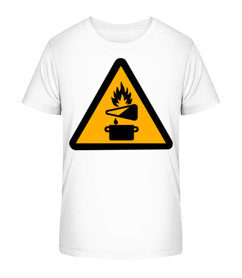 Aperçu: Attention Risque D'Incendie - T-shirt bio Enfant Stanley Stella 2.0 - Blanc - Devant