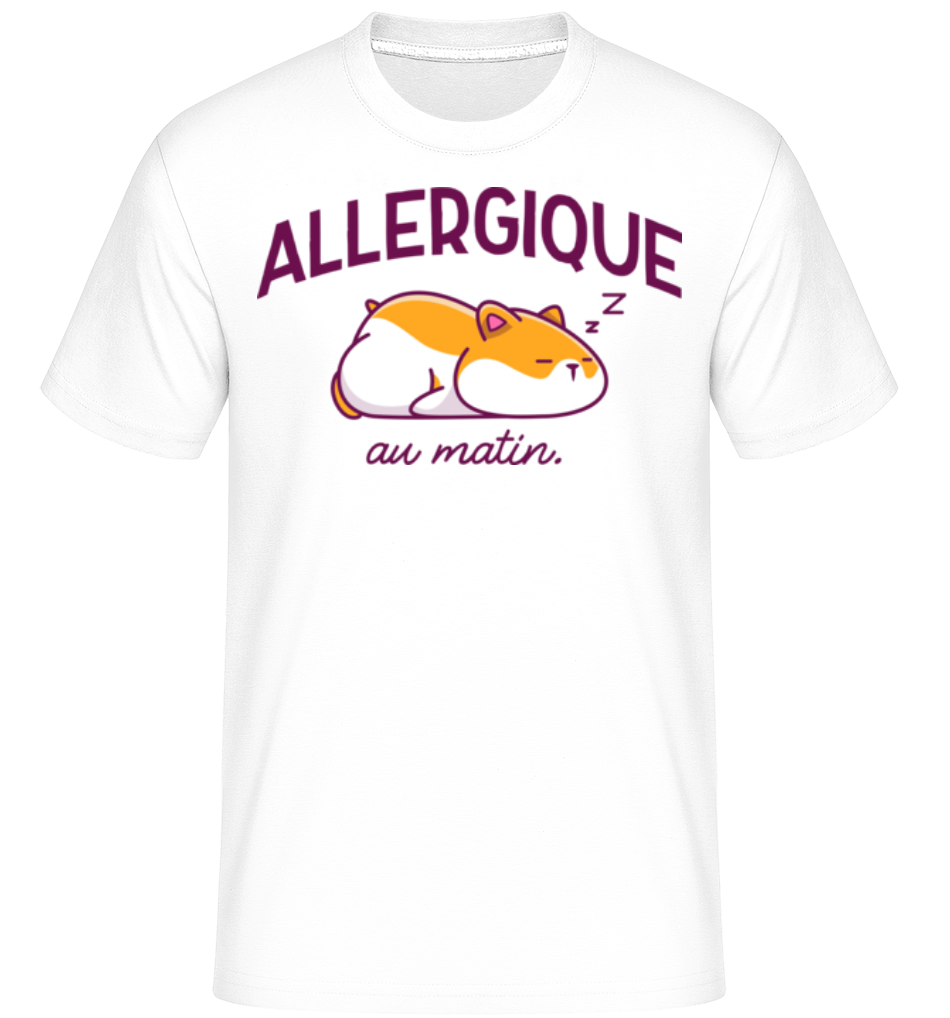 Aperçu: Allergique Au Matin -  T-Shirt Shirtinator homme - Blanc - Devant
