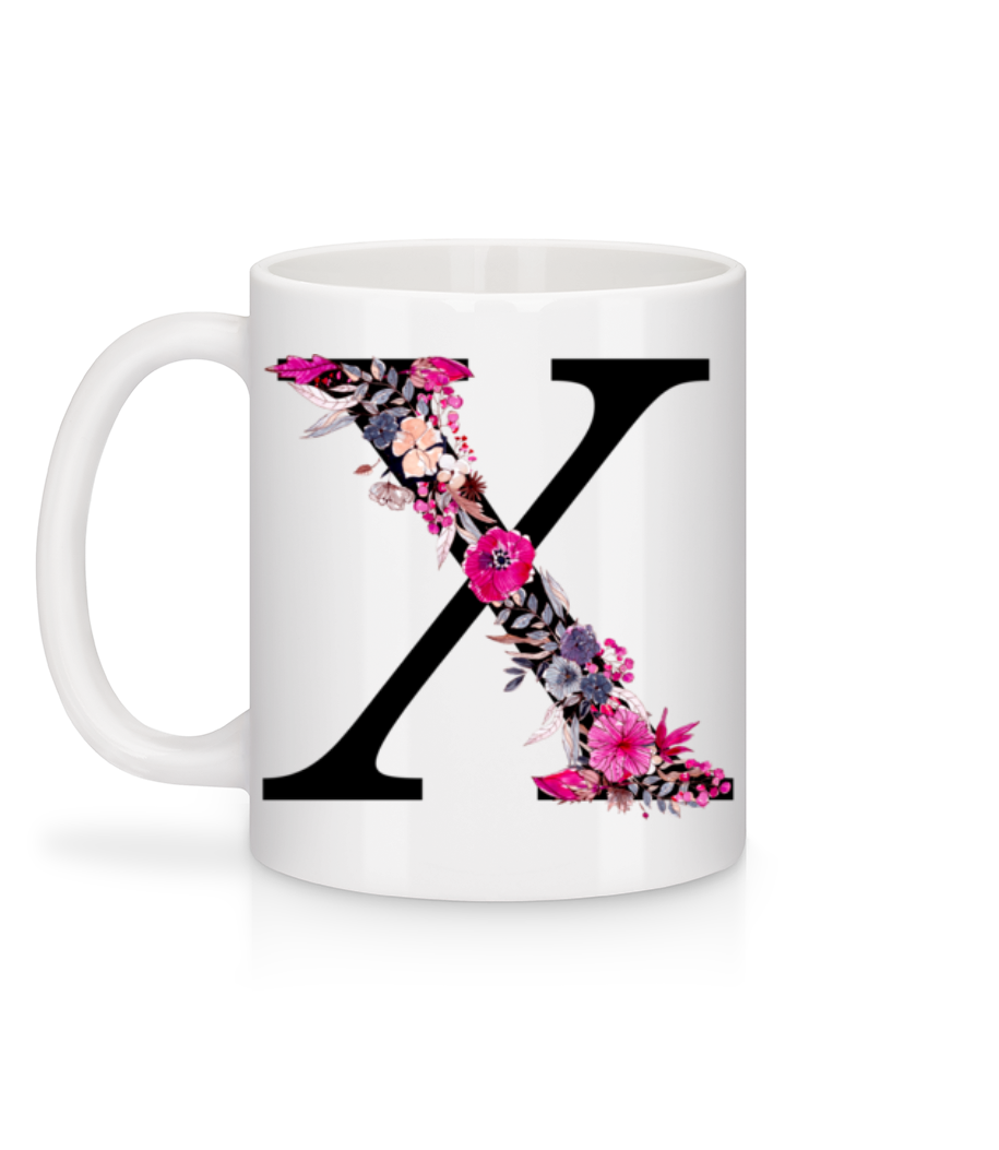Fleurs Initiale X - Mug en céramique blanc - Blanc - Derrière