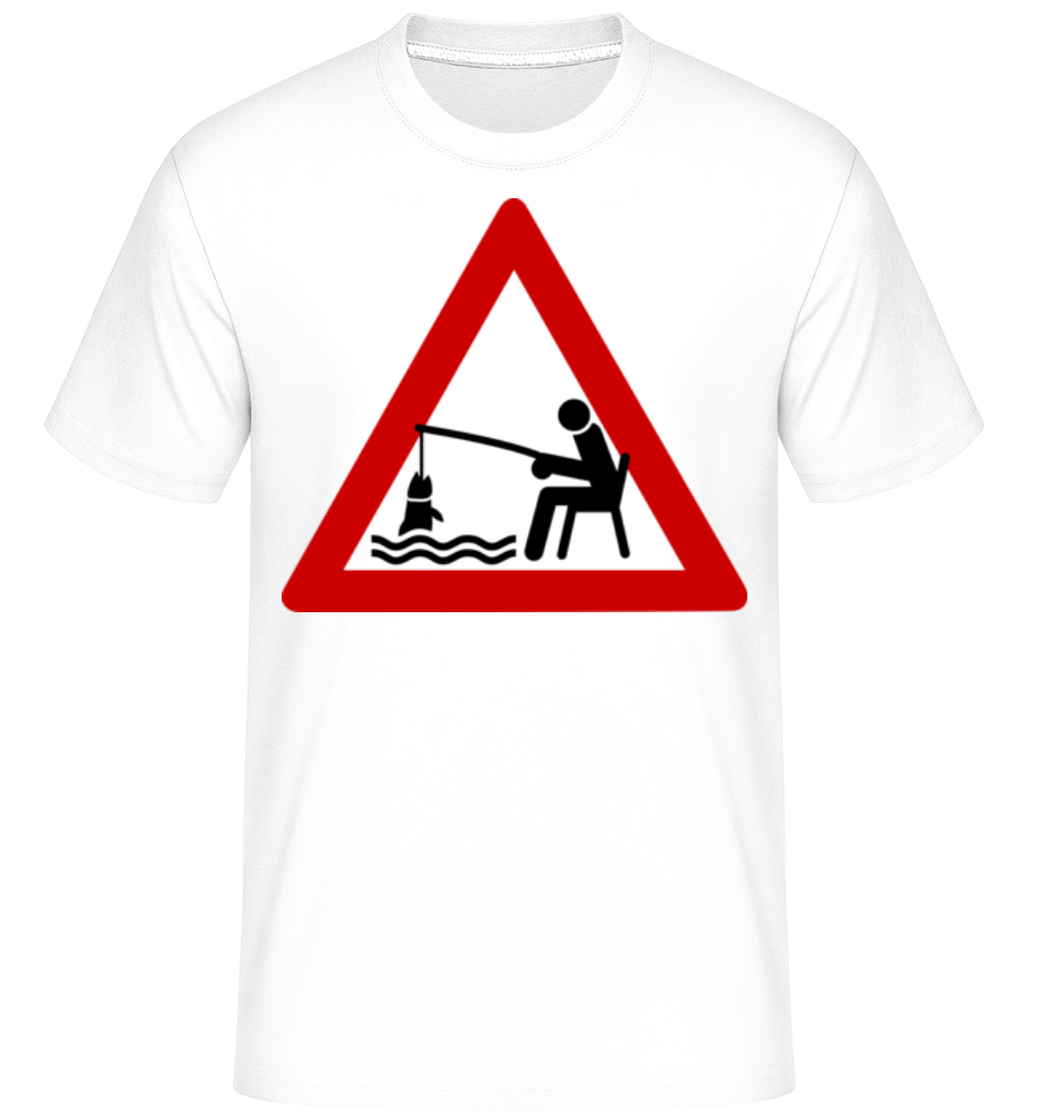 Fishing Warning Sign -  T-Shirt Shirtinator homme - Blanc - Devant