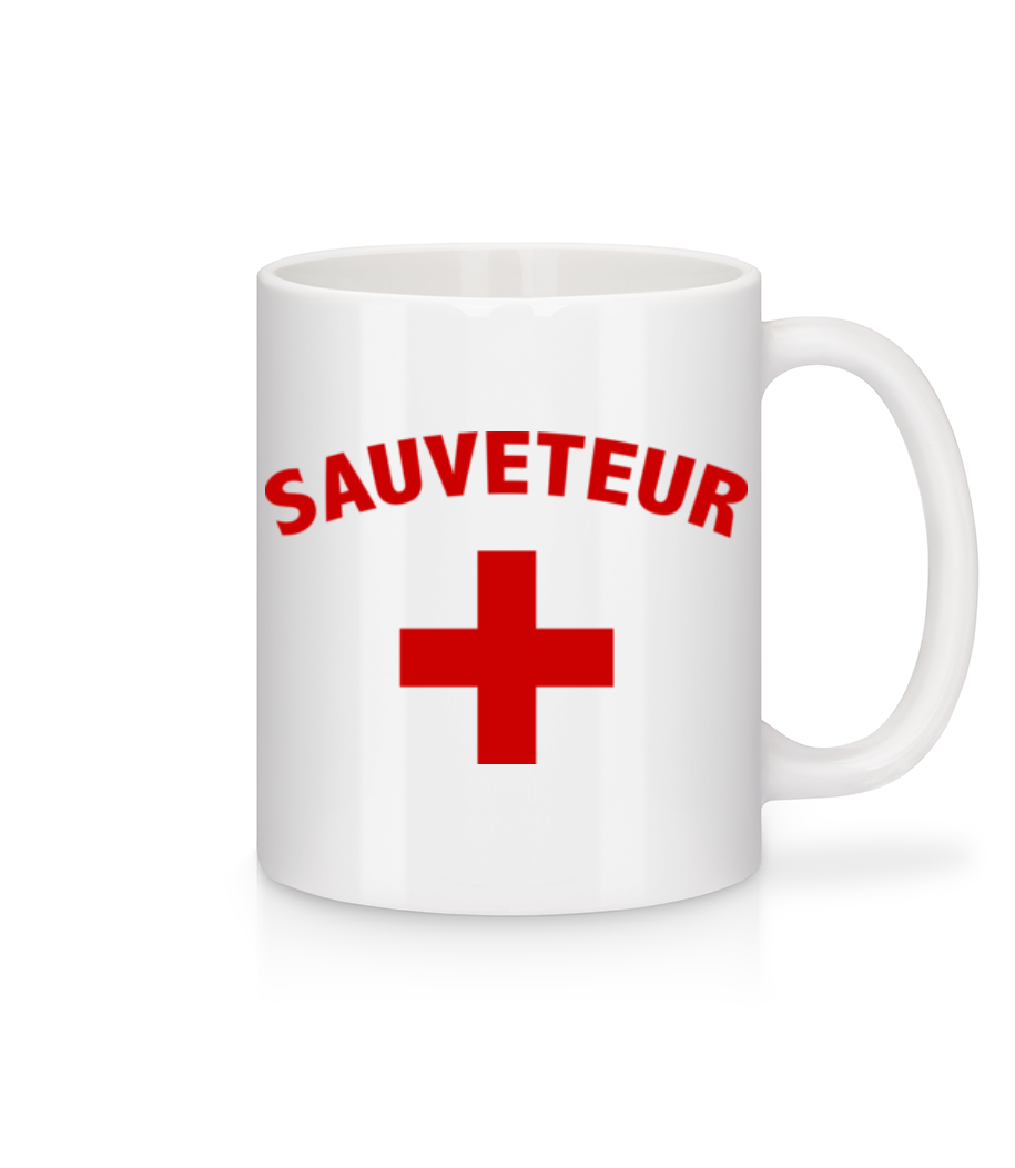 Aperçu: Sauveteur - Mug en céramique blanc - Blanc - Devant