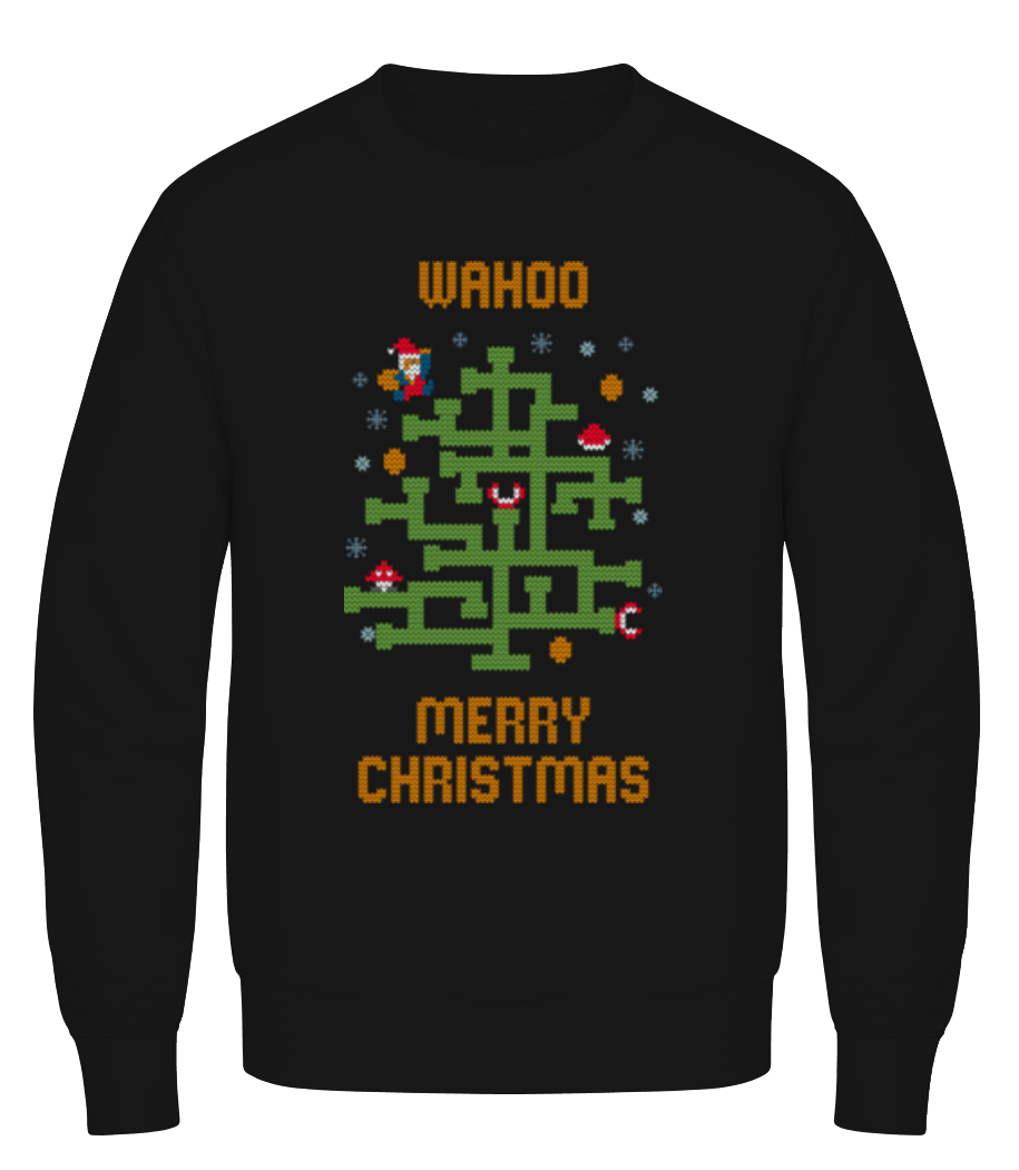 Aperçu: Merry Christmas Ugly Mario - Sweatshirt Homme - Noir - Devant