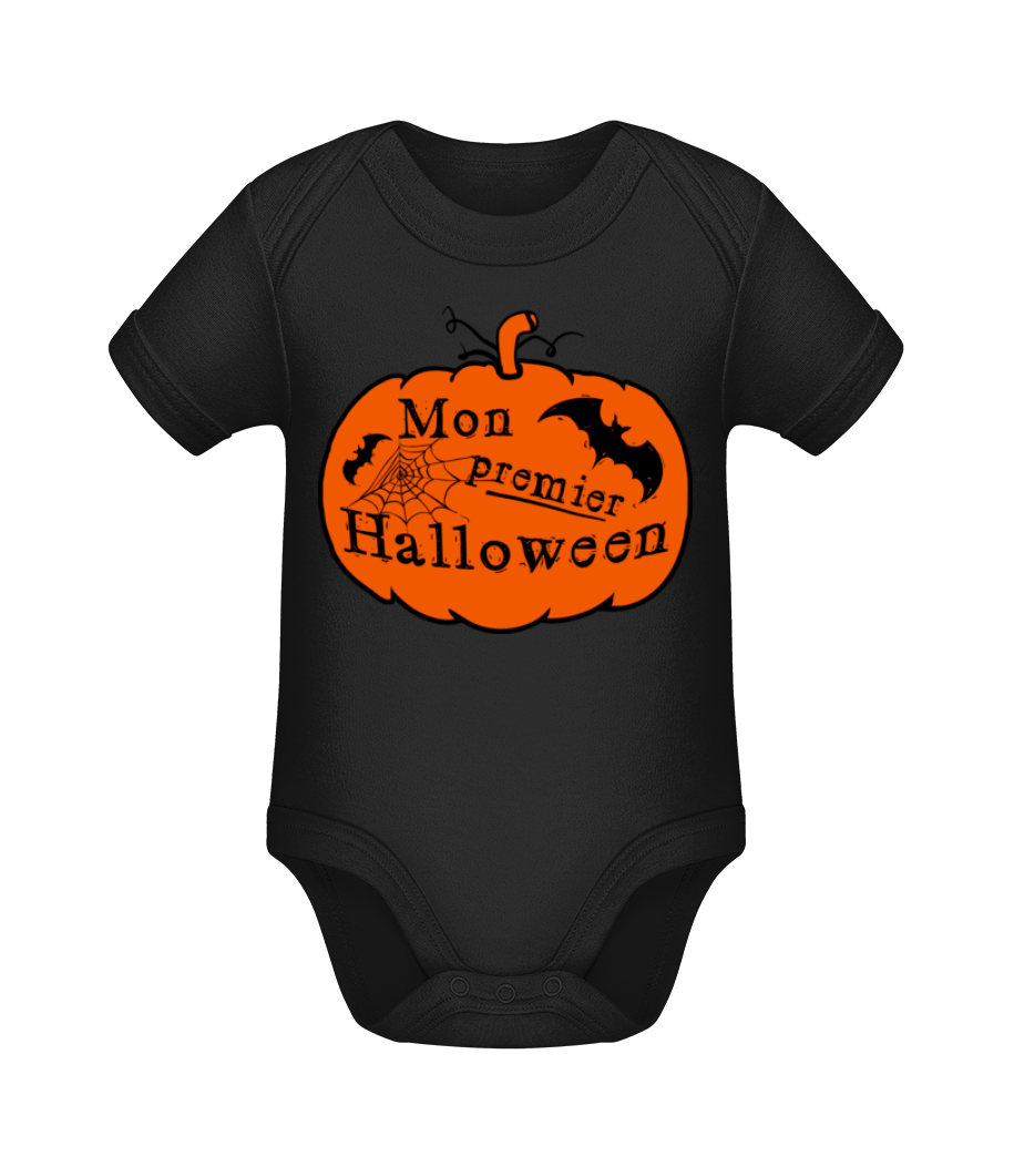 Mon Premier Halloween - Body manches courtes bio - Noir - Devant