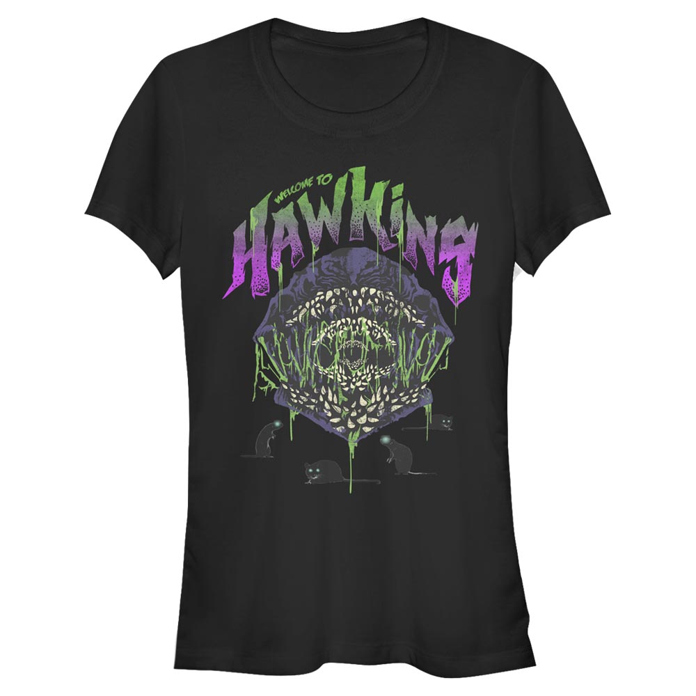 Aperçu: Netflix - Stranger Things - Demogorgon Welcome To Hawkins - Femme T-shirt - Noir - Devant