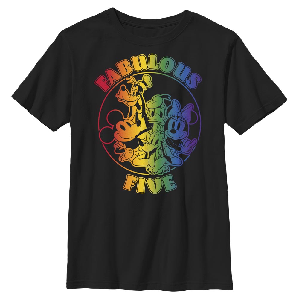 Aperçu: Disney Classics - Mickey Mouse - Skupina Prideful Five - Pride - Enfant T-shirt - Noir - Devant