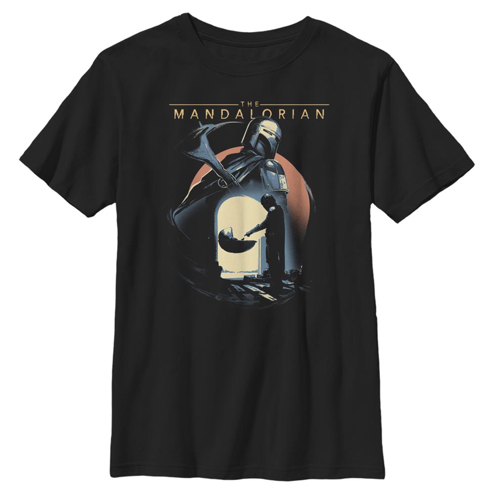 Aperçu: Star Wars - The Mandalorian - Mandalorian & the Child First Encounter - Enfant T-shirt - Noir - Devant
