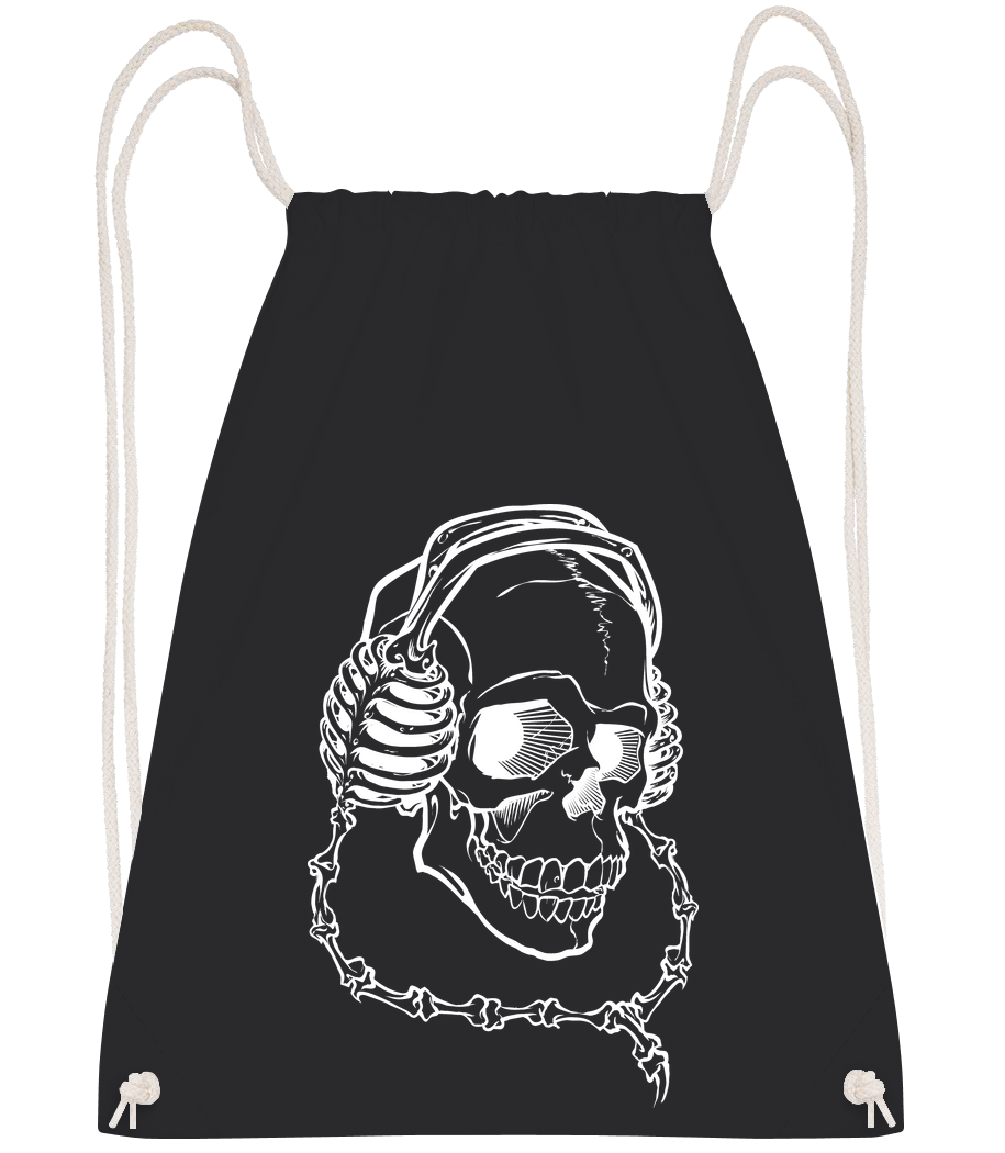 Totenkopf Mit Kopfhörern - Turnbeutel - Schwarz - Vorn