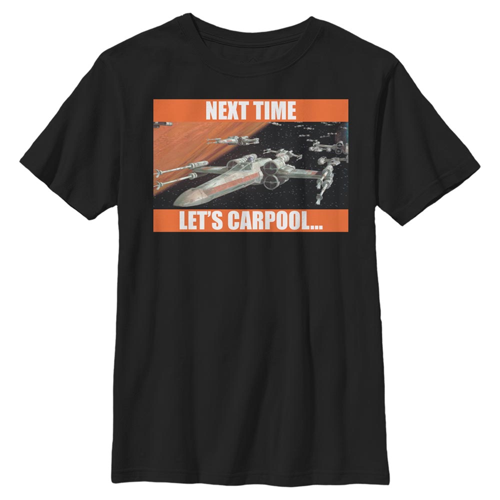 Aperçu: Star Wars - X-Wing Next Time Let's Carpool - Enfant T-shirt - Noir - Devant