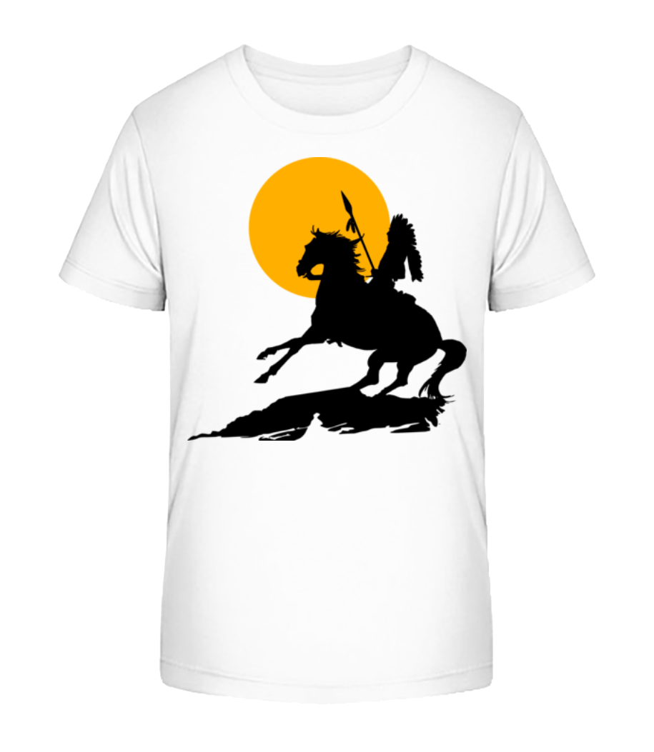Knight Silhouette Sunset - T-shirt bio Enfant Stanley Stella 2.0 - Blanc - Devant