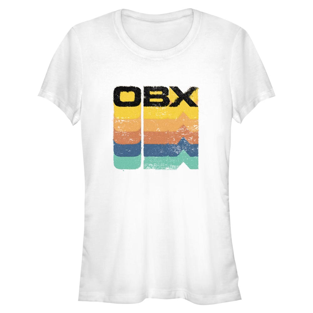 Aperçu: Netflix - Outer Banks - Text OBX Rainbow Stack - Femme T-shirt - Blanc - Devant