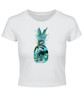 Pineapple Palms - Crop T-Shirt - White - Front Pineapple Palms - Crop T-Shirt - White - Front