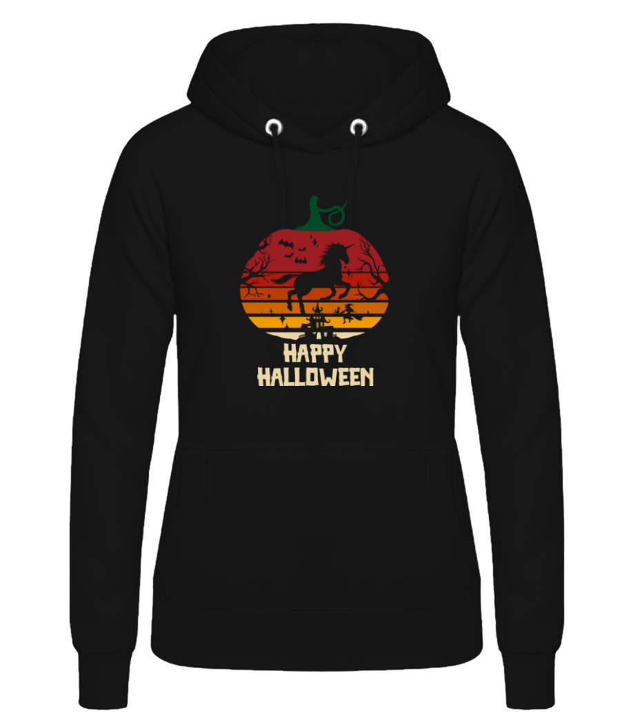 Aperçu: Happy Halloween - Sweat à capuche Femme - Noir - Devant