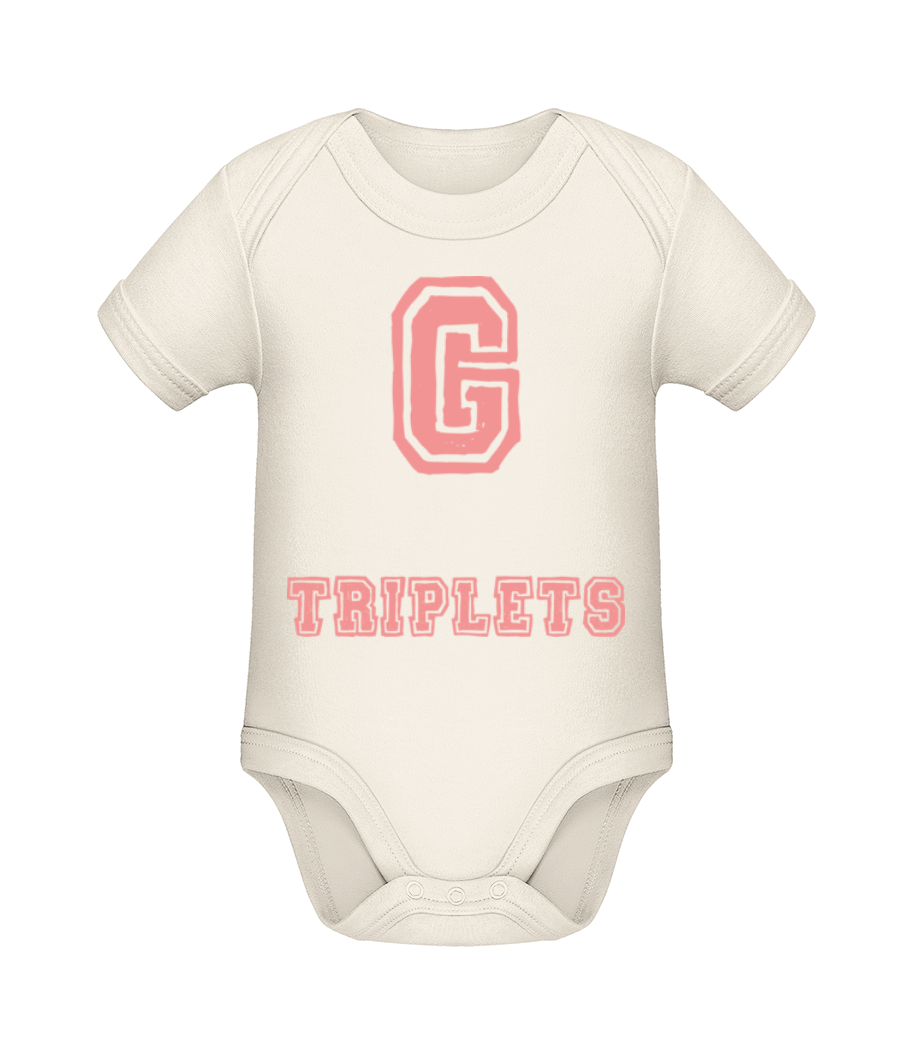 Aperçu: OMG Yes We're Triplets - Body manches courtes bio - Crème - Devant