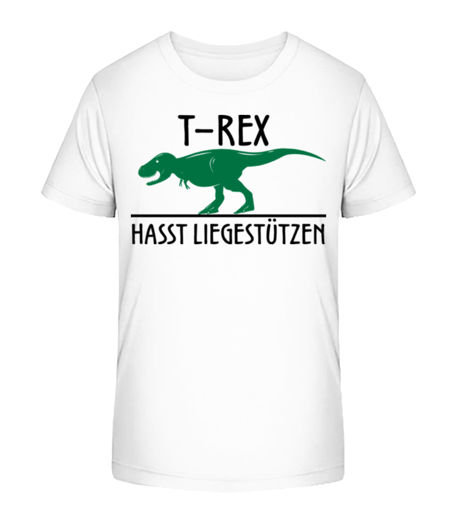 Vorschau: T-Rex Hasst Liegestütze - Kinder Bio T-Shirt Stanley Stella 2.0 - Weiß - Vorne