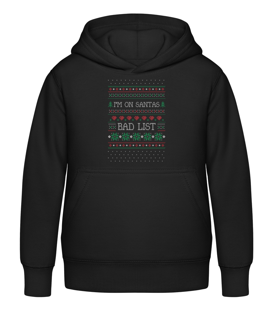Aperçu: I Am On Santas Bad List - Sweat à capuche Enfant - Noir - Devant