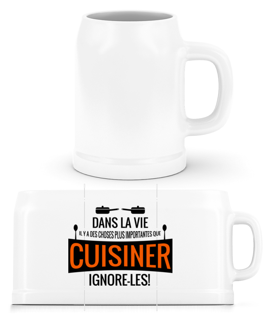 Aperçu: J'Adore Cuisiner - Chope de bière - Blanc - Devant