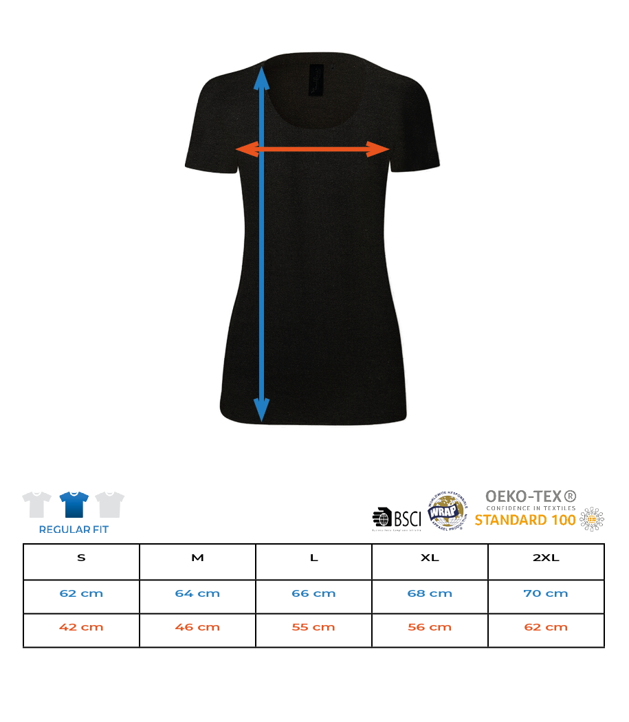 Aperçu: T-shirt mérinos Femme - Tableau des tailles