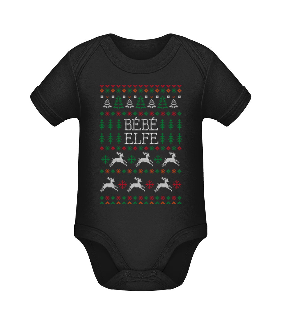 Bébé Elf - Body manches courtes bio - Noir - Devant