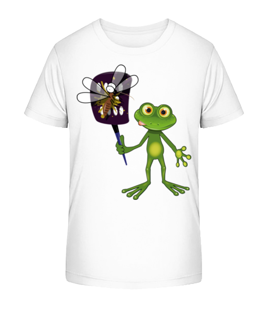 Aperçu: Grenouille Avec Une Tapette À Mouche - T-shirt bio Enfant Stanley Stella 2.0 - Blanc - Devant
