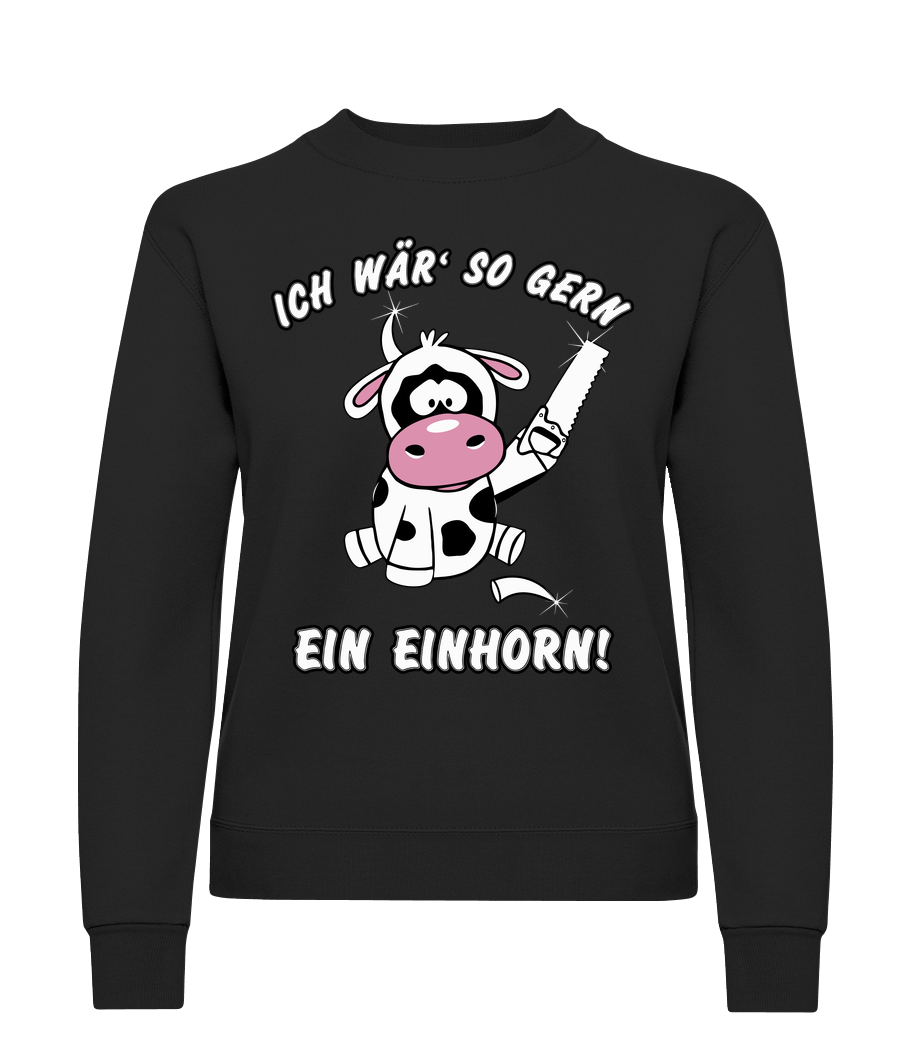 Vorschau: Ich Wär So Gern Ein Einhorn - Frauen Pullover - Schwarz - Vorn